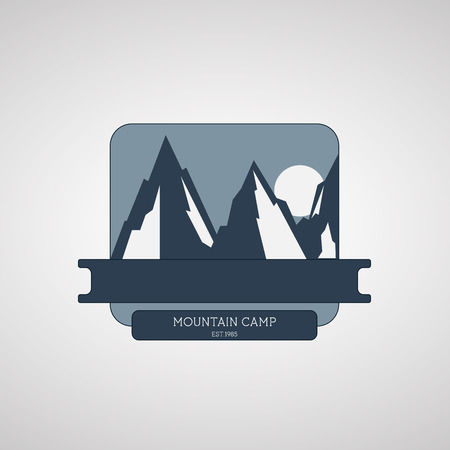 Mountain Camping wilderness adventure badge graphic design emblem. Vectorのイラスト素材