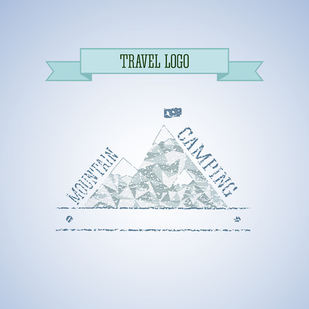Mountain Camp and travel emblem Vector illustrationのイラスト素材