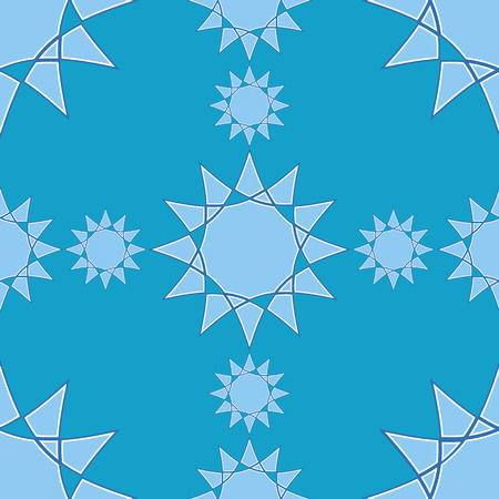 Seamless winter pattern with star elements on blue background. Vector illustrationのイラスト素材
