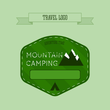 Mountain camping logo, labels and badges. Travel emblems. Vector illustrationのイラスト素材