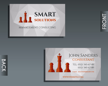 Business and management consulting visiting card template. Chess Smart solutions design with company logo. Best for management consulting, finance, law companies. Inique design. Vector illustrationのイラスト素材