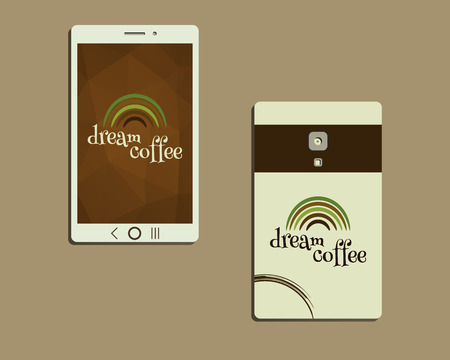 Corporate identity template design For cafe, restaurant and other food business. Corporate branding. With Green coffee icon design. Mobile device, smart phone. Vector illustrationのイラスト素材