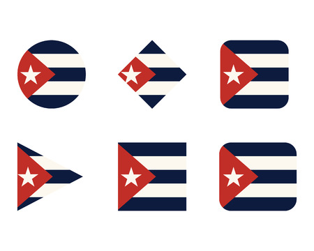 Set of buttons, icons or logo templates with flag of Cuba. Vector illustrationのイラスト素材