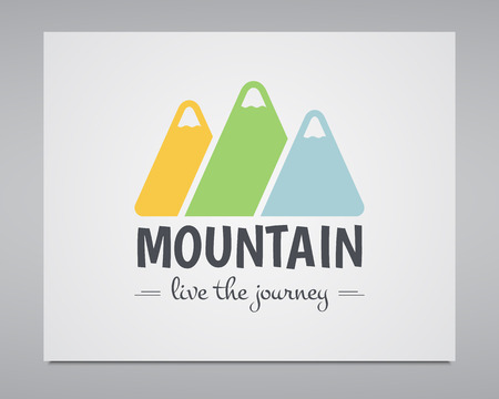 Summer mountain camp badge, outdoor emblem and label. Live the Journey concept, colorful design. Best for travel sites, web app, adventure magazines. Easy to change color.のイラスト素材