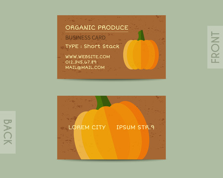 Summer Organic Farm Fresh branding identity elements. Business card template. Stylish design. Mock up style. Best for natural shop, organic fairs, eco markets and local companies. Vector illustrationのイラスト素材