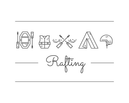 Rafting equipment icon collection.  のイラスト素材