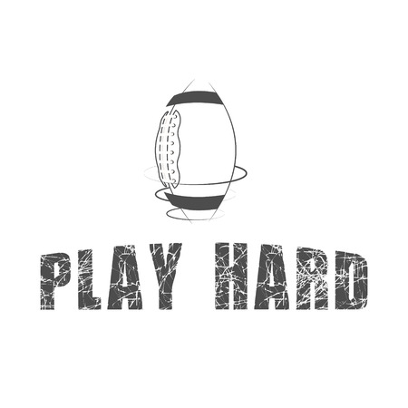 American football motivation quote background with ball and text. Retro monochrome style. Graphic vintage design for t-shirt, web. Grey print isolated on a white background. Vector illustrationのイラスト素材