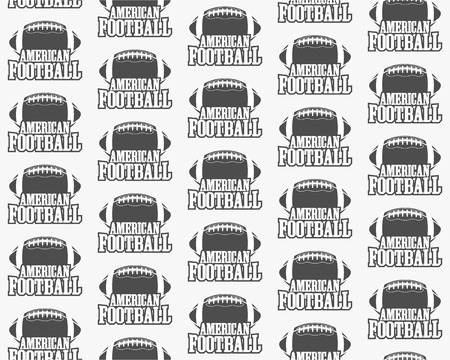 Vector american football seamless pattern. Sports retro monochrome style. Graphic vintage typographic design for print t-shirt, web.  Illustration.のイラスト素材