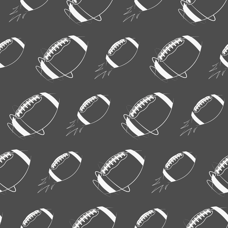 American football ball rocket seamless pattern in retro monochrome style. with training text. Stylish sports graphic vintage design for t-shirt, web. Print isolated on a dark background. Vector.のイラスト素材