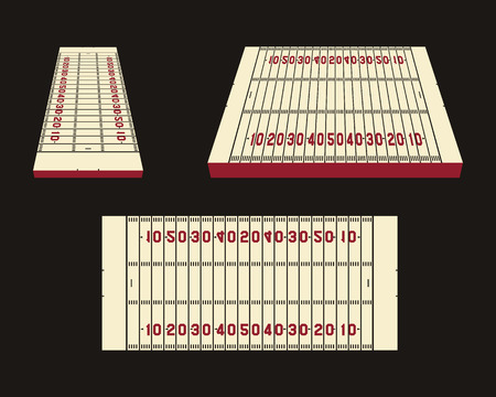 Detailed illustration of an American Football fields with different perspective. Usa sport elements for infographics, web live graphics. Vector illustrationのイラスト素材
