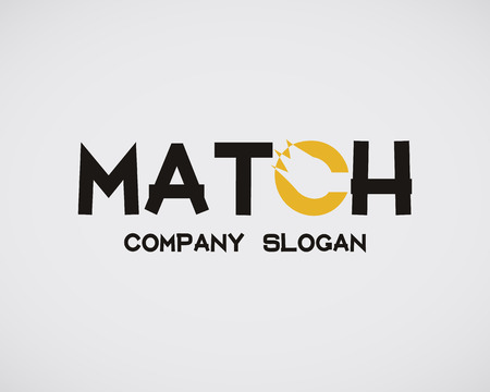 Burning match   template. Fire in text concept. Stylish design for company. Vector illustrationのイラスト素材