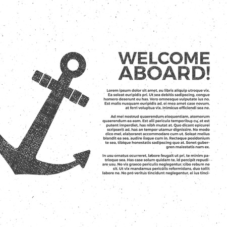 Nautical banner Design. Sailor poster template. Anchor label and print design with sailor symbol, typography poster. Welcome aboard sign. T-shirt Printing. Web design icon. Vintage anchorのイラスト素材