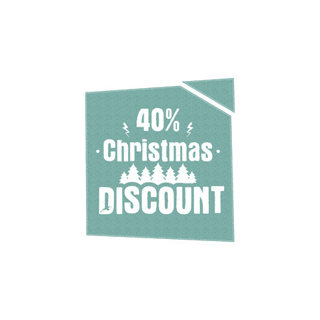 Christmas, and new year sale label, tag with a winter holiday symbols - tree, typography elements. Discount badge. Vector retro design.のイラスト素材