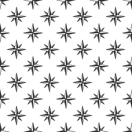 Wind rose seamless pattern for t shirt, wallpaper, clothing. Compass in retro monochrome style. Vintage design. Stock vector backgroundのイラスト素材