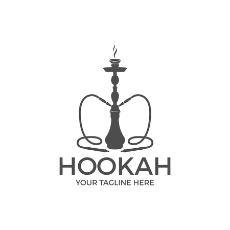 Hookah relax label, badge. Vintage shisha logo. Lounge cafe emblem. Arabian bar or house, shop. Isolated. Stock vector illustrationのイラスト素材