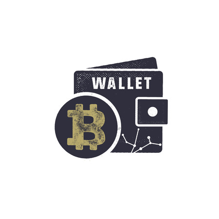 Bitcoin wallet emblem design illustration.のイラスト素材