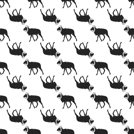 Wild goat pattern. Seamless background illustration with wild animal symbols, elements. Monochrome silhouette design. Stock vector seamless pattern isolated on white.のイラスト素材