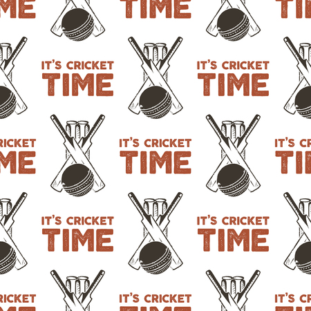 Seamless pattern with Cricket elements. Sports pattern wallpaper. Vector isolated Illustration on white background for packages product, t-shirts and other designのイラスト素材
