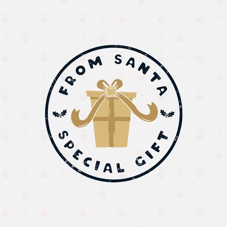 Merry Christmas season graphic print, t shirt design for xmas party, cricut. Holiday decor with gift box and textsのイラスト素材