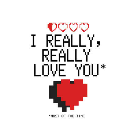 I Really Love You  template. Happy valentines day card with hearts. Holiday design for t shirt, mugs and posters. Stock vector illustrationのイラスト素材