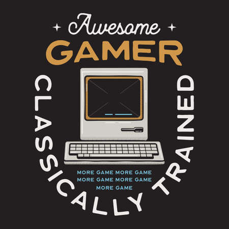 Retro computer illustration for t shirt designのイラスト素材