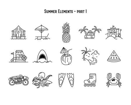 Vector design of various summer symbolsのイラスト素材