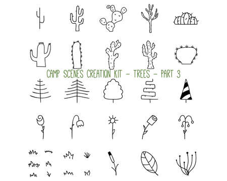 Set of linear icons of trees. Part 3のイラスト素材