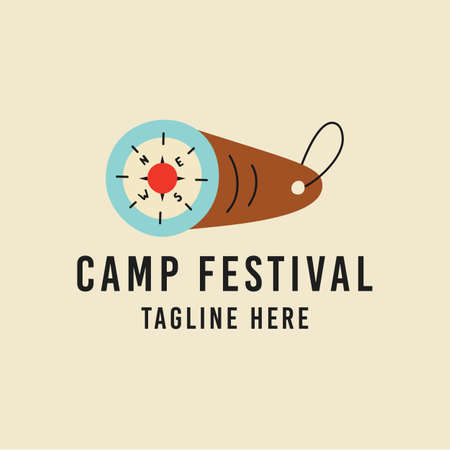 T-shirt design with compass for camp festivalのイラスト素材