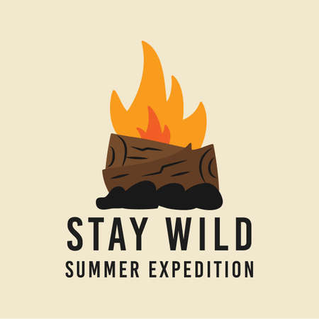 T shirt design with campfire for summer expeditionのイラスト素材