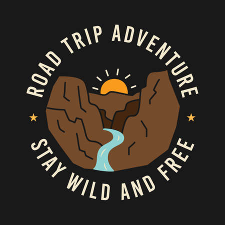 T-shirt design with sunrise in mountainsのイラスト素材