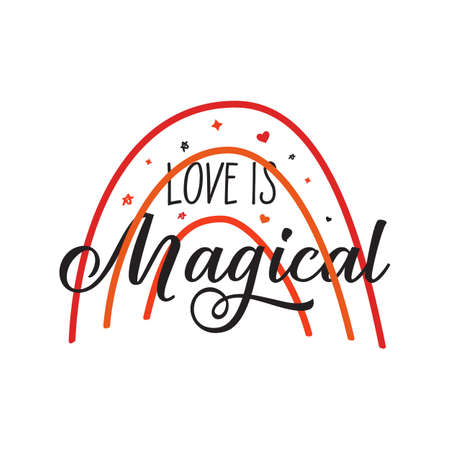 Sticker for Saint Valentines Day - Love is Magical. Vector designのイラスト素材