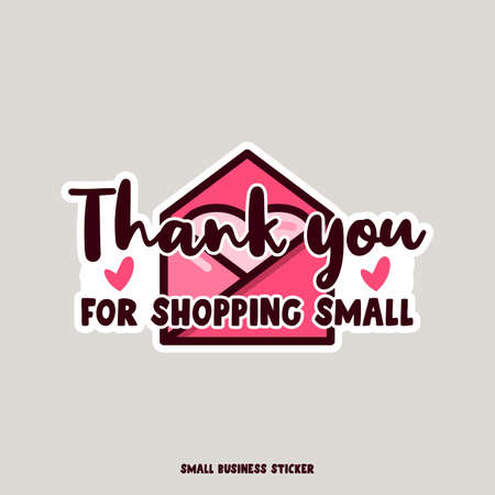 Creative logo for small business owners. thank you for shopping small quote. Vector illustration. Flat designのイラスト素材