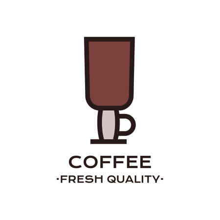 Illustration of latte glass with text on white backgroundのイラスト素材