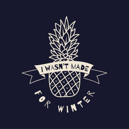 Merry Christmas lettering design on dark background. Holidays quote - I wasnt made for winter. Stock vector xmas typography and calligraphy arts for t-shirt printingのイラスト素材