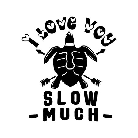 Anti Valentine day black poster badge design. Hand drawn lettering - i love you slow much. For greetings cards, invitations. Good for t-shirt, mug, scrap booking, gift, printing pressのイラスト素材