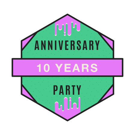 10 years Anniversary Logo Template. Wedding badge in flat modern style. Birthday anniversary label. Stock vector designのイラスト素材