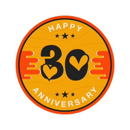 30 years Anniversary Logo Template. Wedding badge in flat modern style. Birthday anniversary label. Stock vector designのイラスト素材