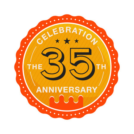 35 years Anniversary Logo Template. Wedding badge in flat modern style. Birthday anniversary label. Stock vector designのイラスト素材
