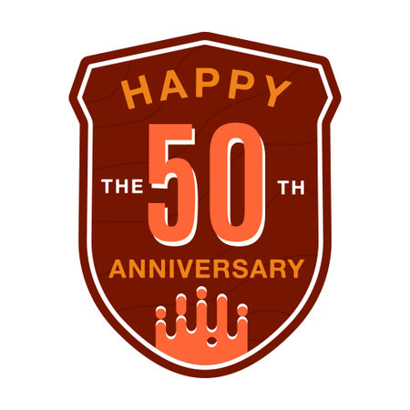 Happy 50 years Anniversary Logo Template. Wedding badge in flat modern style. Birthday anniversary label. Stock vector designのイラスト素材