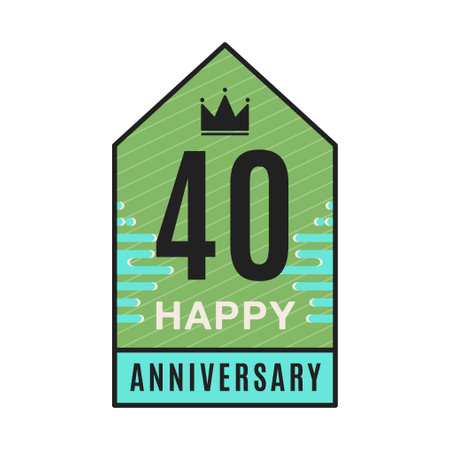 Happy 40 years Anniversary Logo Template. Wedding badge in flat modern style. Birthday anniversary label. Stock vector designのイラスト素材