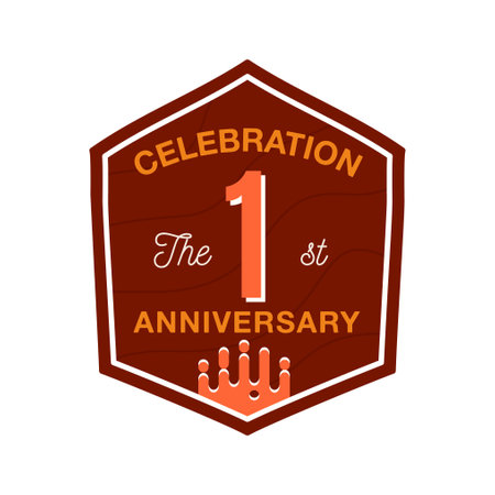 Celebration 1 year Anniversary Logo Template. Wedding badge in flat modern style. Birthday anniversary label. Stock vector designのイラスト素材