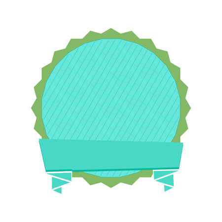 Round Blank Badge Shape Template with ribbon in flat modern liquid style. Good for Anniversary Logo Templates. Wedding and birthday labels. Stock vector designのイラスト素材