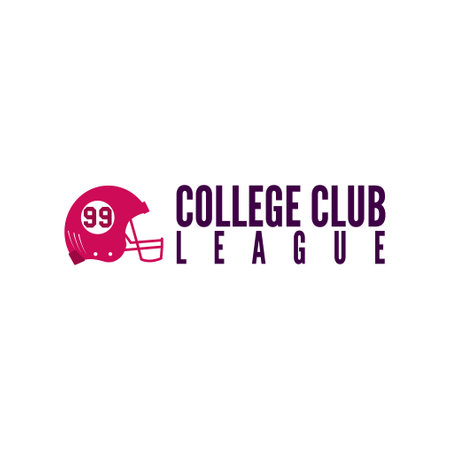 American football logo template-college club with helmet. Rugby badge graphics isolated on white background. Sports label design. Stock vector illustrationのイラスト素材