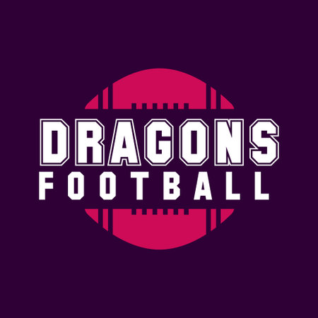American football logo template-dragon football. Rugby badge graphics isolated on dark background. Sports label design. Stock vector illustrationのイラスト素材