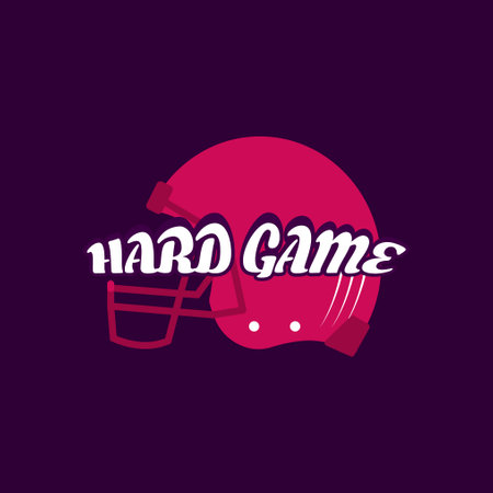 American football logo template-hard game with helmet. Rugby badge graphics isolated on dark background. Sports label design. Stock vector illustrationのイラスト素材