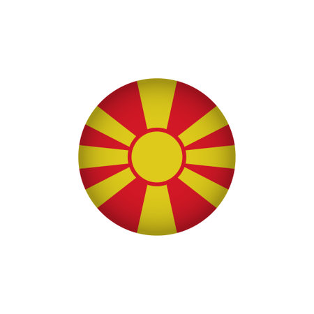 North Macedonia Europe Flag Icon. European Country Circled Flag. Stock Vector Graphics Elementのイラスト素材