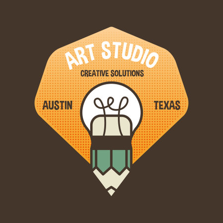 Design studio logo template for creative business. Designers agency badge for artists. Art studio. Stock vector labelのイラスト素材