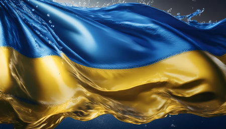 Waving Ukrainian Flag - Ukrainian flag waving in the wind. Graphic art illustration. Ukraine motives...