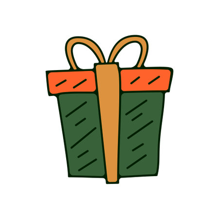 Christmas Gift Box Label, Sticker, Stamp and Badge Design Elements in retro style. New Year holiday elements isolated on white background. illustrationの写真素材