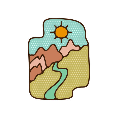 Hiking adventure badge. Camping adventure label in retro style. Mountain logo graphics for t-shirt. Stock artwork.の写真素材